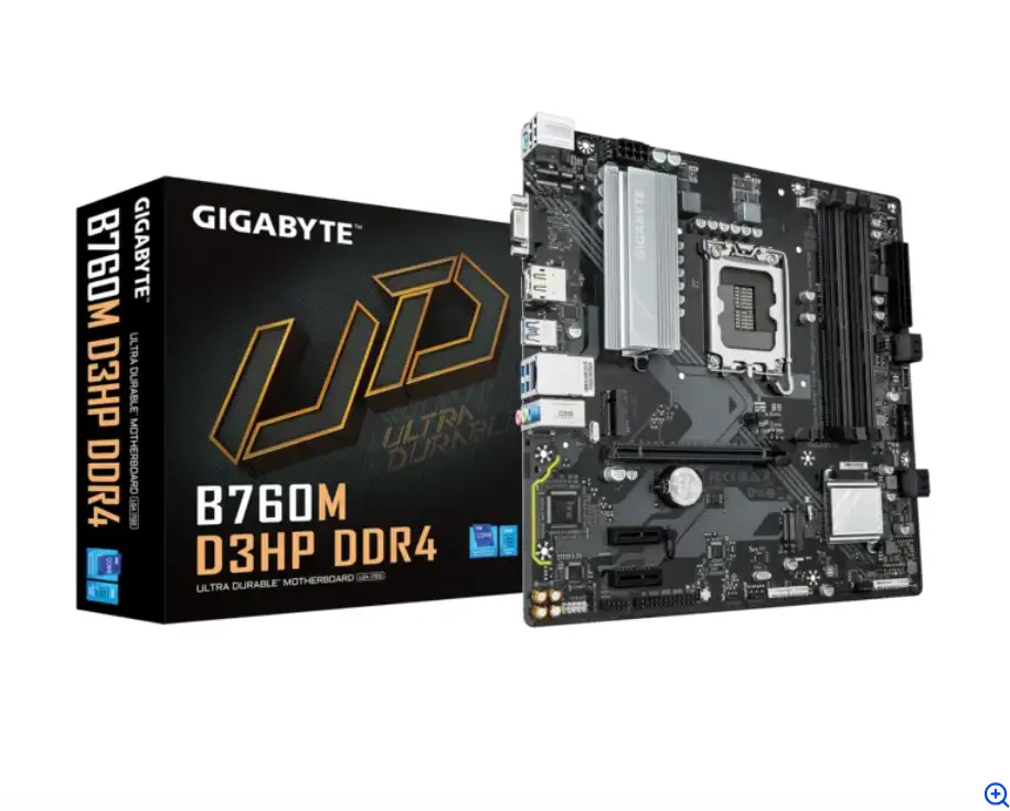 GIGABYTE MB B760M D3HP DDR4 (LGA1700, 4x DDR4 128GB, 1x PCI-E 4.0 x16x16, 2x PCI-E 3.0 x1x1, 2x M.2 PCIe 4.0, 4x SATA, 2x USB 2.0, 1x DP, 1x HDMI, GbE LAN, mATX, Retail)