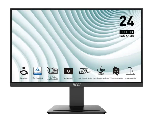 Monitor 24" MSI PRO MP2412 100Hz/1ms/HDMI-DP, 9S6-3BA9CH-078/9S6-3BA9CH-059