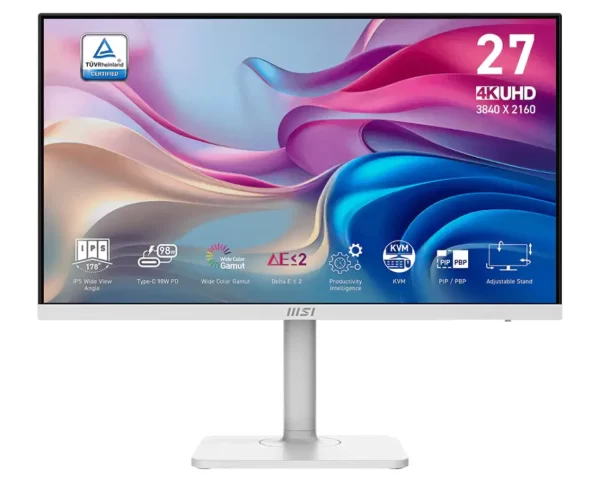 MSI Modern MD272UPHW, 27" UHD/4K 60Hz, 4ms, DisplayHDR 400, HDMI, DP, USB Type C, White