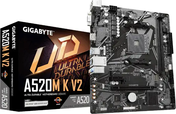 GIGABYTE MainBoard A520M K (AM4, 2x DDR4, 1x M.2, 4x SATA, 1x HDMI, 1x PCI Express x16 3.0, , 1x PCI Express x1 3.0, 6x USB 3.2 Gen1, 6x USB 2.0/1.1, GLAN) mATX