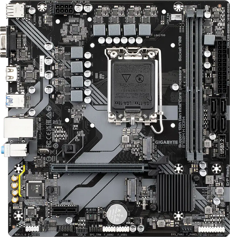 Gigabyte MB B760M H DDR4, S.1700, 2xDDR4/3200, PCIe 4.0, G-LAN, VGA/HDMI, mATX, B760M H DDR4 - Slika 4