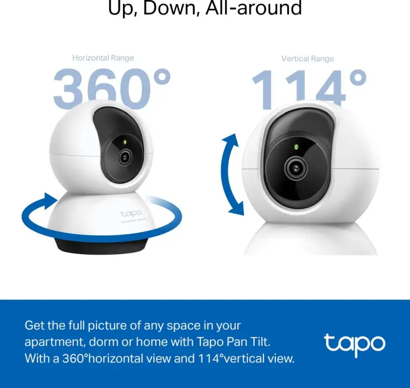 Pan/Tilt AI Home Security Wi-Fi CameraSPEC:2K QHD (2560x1440), 2.4 GHz, Horizontal 360o FEATURE: Pan/Tilt, Smart AI Detection and Notifications (motion, people, pets, cars, abnormal sound), Motion Tr - Slika 5