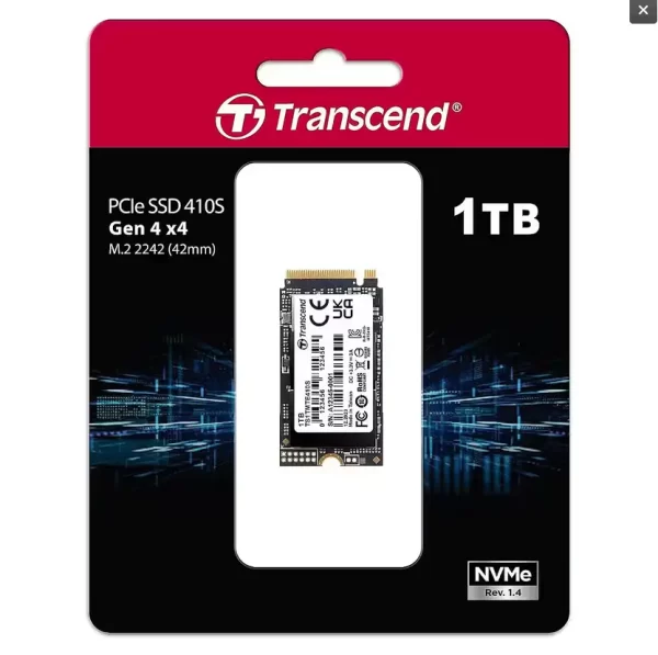 Transcend 1TB, M.2 2242,PCIe Gen4x4, NVMe, 3D TLC,TS1TMTE410S