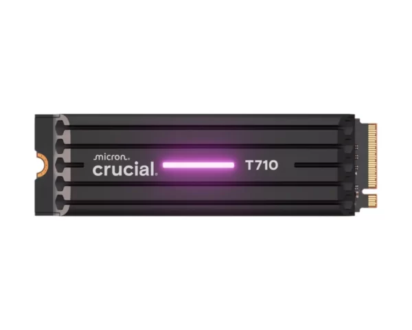CRUCIAL T710 2TB PCIe Gen5 NVMe M.2 2280 SSD up to 14500 MB/s read and 13800 MB/s write, with heatsink