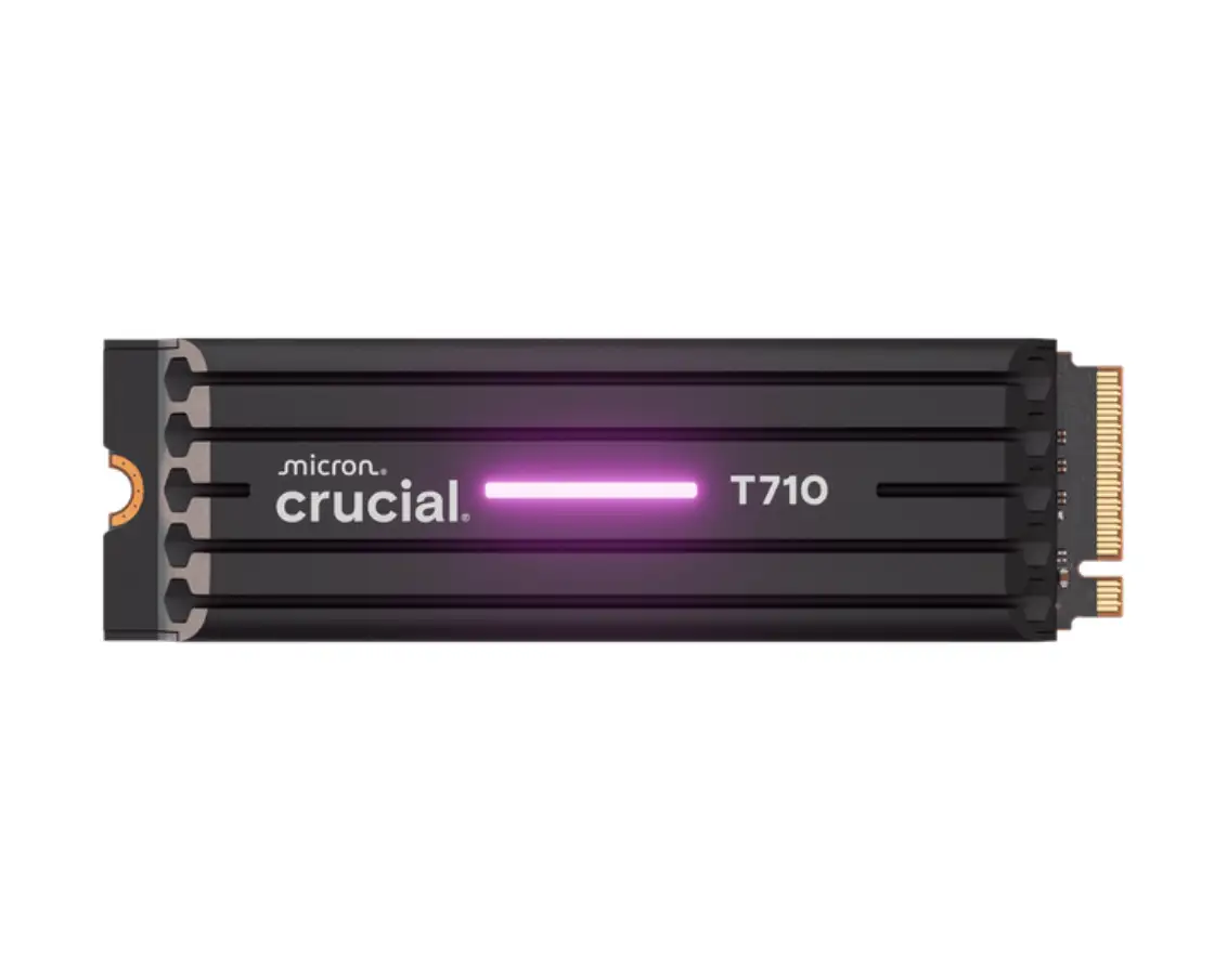 CRUCIAL T710 2TB PCIe Gen5 NVMe M.2 2280 SSD up to 14500 MB/s read and 13800 MB/s write, with heatsink