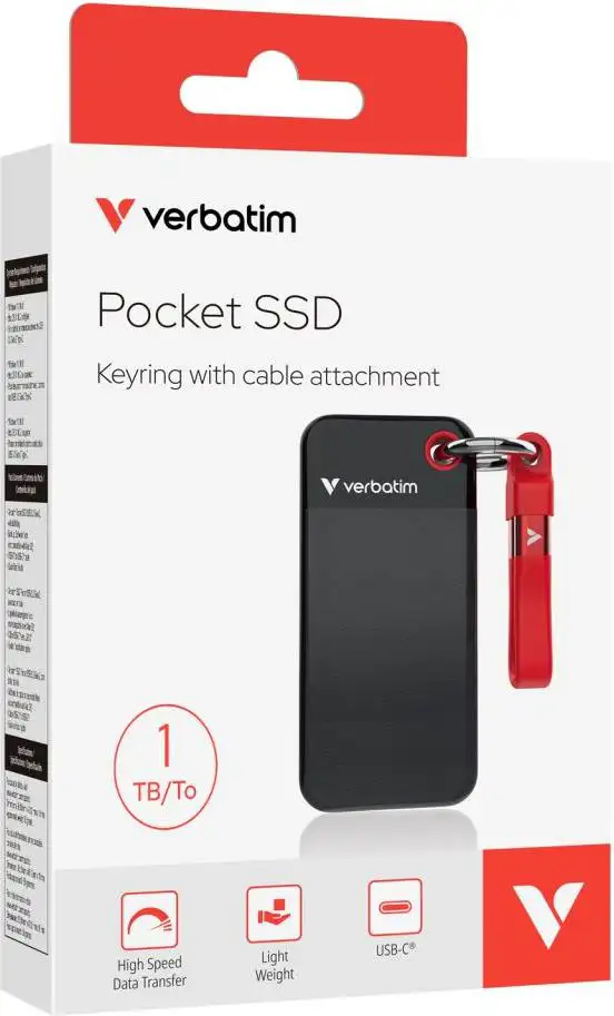 Vanjski SSD 1TB 3.2 Gen2 USB-C Verbatim 32192 blister crno crveni - Slika 2