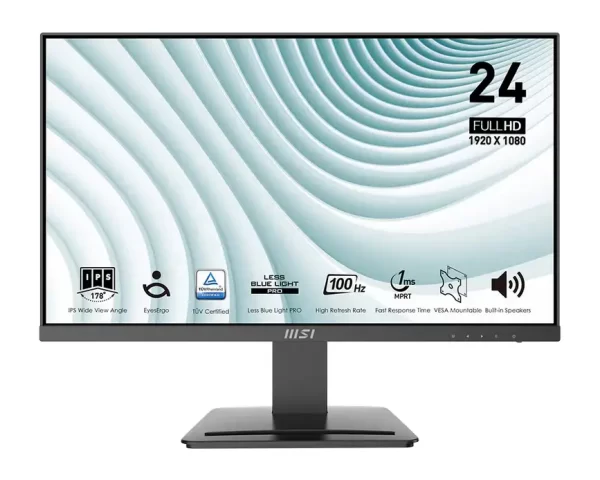 MSI PRO MP243X, 23.8" 100Hz FHD, Adaptive-Sync, Tilt, 1x HDMI, 1x DP, Speakers