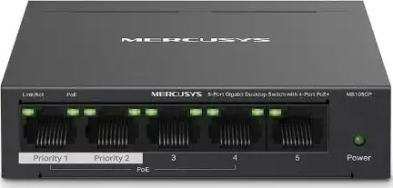 Mercusys 5-Port Gigabit Desktop Switch with 4-Port PoE, MS105GP