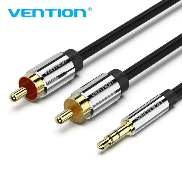 AUDIO KABEL 3.5 mm MUŠKI NA 2 RCA CINCH MUŠKI VENTION BCFBG 1.5 m CRNI