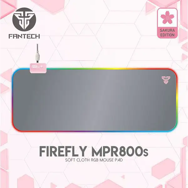 PODLOŽAK ZA MIŠ FANTECH 800x350x4mm FIREFLY RGB MPR800S SAKURA EDITION SIVO-ROZI