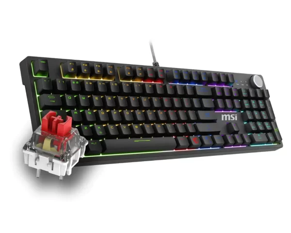 MSI FORGE GK320 RED GAMING TIPKOVNICA, USB 2.0, RGB LED, MEHANIČKA, ZAŠTITA OD GHOSTINGA, US TIPKE