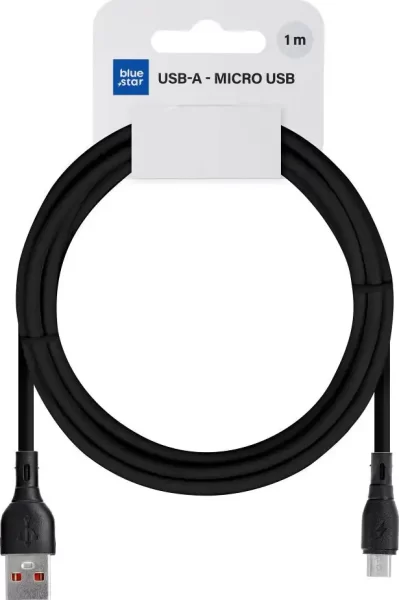 Kabel USB A na Micro USB Blue Star 2A ECO 1 m PJ68-23-2 crni