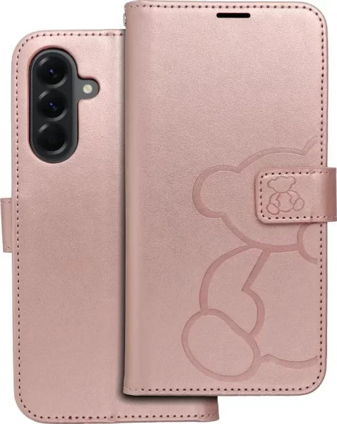 Torbica MEZZO SAMSUNG A56 5G s medvjedićem, rozo-zlatna
