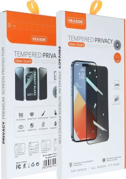Kaljeno staklo 6D Pro Veason za privatnost - za iPhone 16 , crno