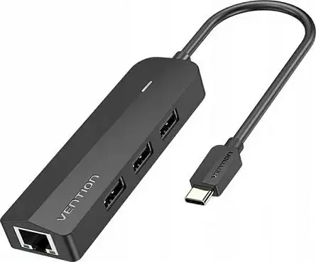 HUB TIP C MUŠKI NA 3* USB 2.0, ETHERNET RJ 45 I MIKRO VENTION 0.15 m TGOBB CRNI