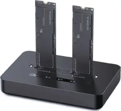 Gembird Desktop dual drive USB Type-C M.2 NVME (and SATA) SSD docking station, black, DD2-U3M2
