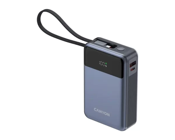 CANYON power bank OnPower 600 built-in cable 20000 mAh PD65W Dark Grey