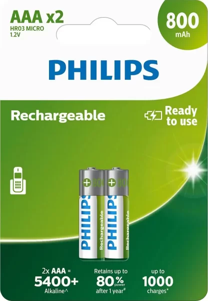 Philips punjive baterije AAA, 2 komada, 800 mAh