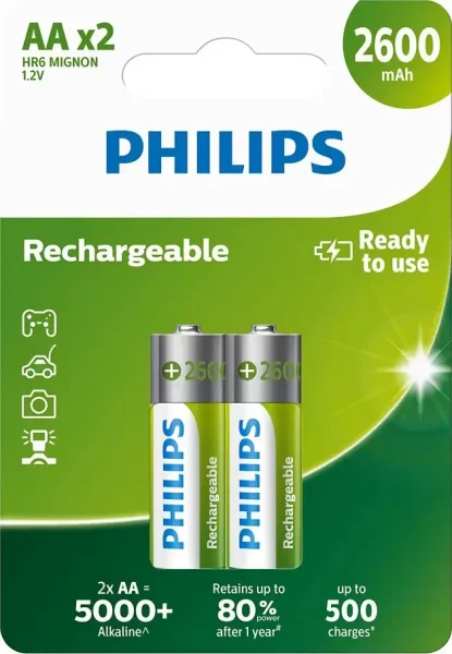 Philips punjive baterije AA, 2 komada, 2600 mAh