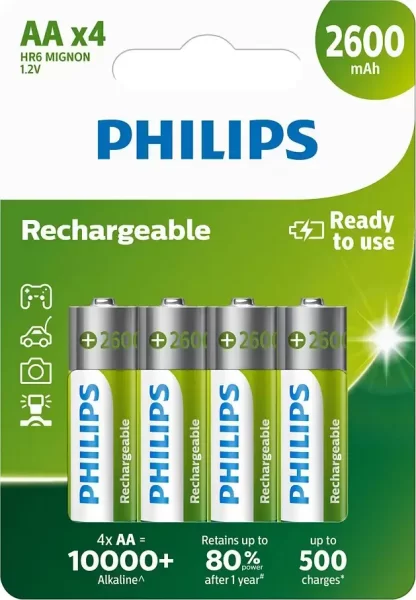 Philips punjive baterije AA, 4 komada, 2600 mAh