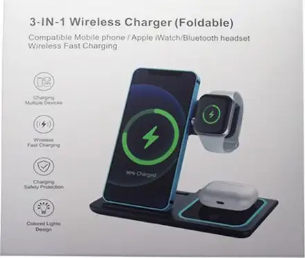BEŽIČNI PUNJAČ UNIVERZAL MAGNETNI ALU 3u1 ZA MOBITEL+SAT+EARBUDS 15W+3W+2W MF01