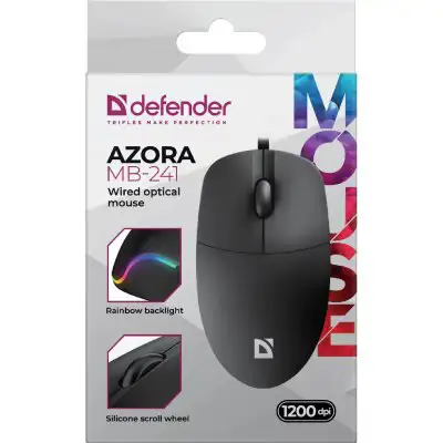 Miš Defender Azora MB-241, optički žičani, crni 52241 - Slika 3