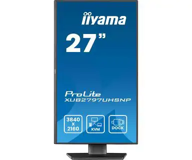 IIYAMA 27" XUB2797UHSNP-B1 4K UHD(3840x2160) IPS 16:9, Pivot, USB-C Dock (LAN/96W PD/DP-OUT), 4ms, 350cd/m2, RJ45, KVM, HDMI, DP, Speakers, USB HUB (3x3.2+1xC) - Slika 2