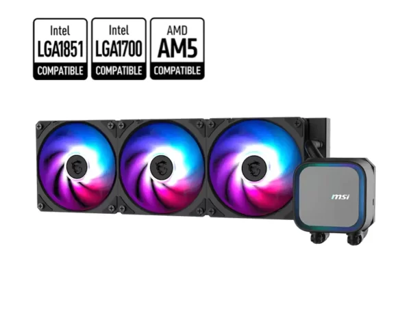 MSI MAG CORELIQUID A13 360, ARGB, izmjenjivi poklopac, bakrena baza, Intel LGA 1700/1851, AMD AM5/AM4, 3G jamstva