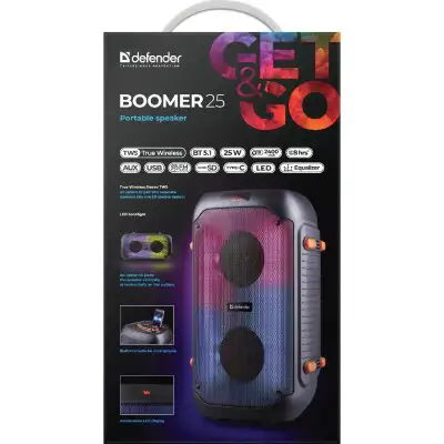 Prijenosni zvučnik Defender Boomer 25, BT/FM/USB/microSD, RMS 25W 65425 - Slika 3