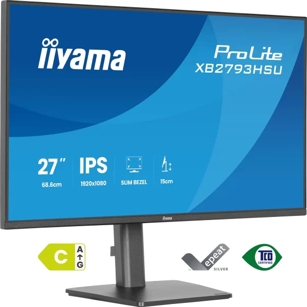 IIYAMA Monitor LED XB2793HSU-B1 27" IPS 1920x1080 120Hz, 16:9. 350cd, 1500:1, 1ms, HDMI, DP, USB HUB, Full Ergo, Pro
