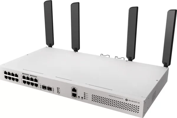 Mikrotik Cloud Router Switch CRS418-8P-8G-2S+5axQ2axQ-RM, 17xG-LAN (8x PoE-out), 2x10G SFP+, IPQ-8072A, RouterOS v7, 1U rackmount