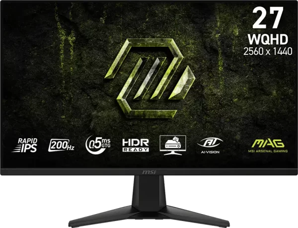 MSI MAG 275QF, 27", Rapid IPS, 2560x1440 (WQHD), 300 NITS, 180Hz, 0.5ms, Adaptive-Sync, 1x DP 1.4, 2x HDMI 2.0b, 1 x Headphone-out, Anti-glare, VESA