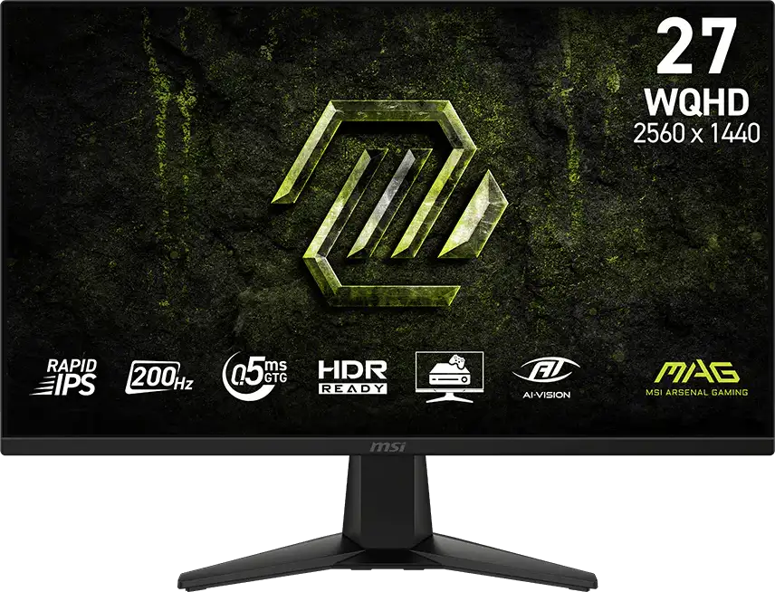 MSI MAG 275QF, 27", Rapid IPS, 2560x1440 (WQHD), 300 NITS, 180Hz, 0.5ms, Adaptive-Sync, 1x DP 1.4, 2x HDMI 2.0b, 1 x Headphone-out, Anti-glare, VESA