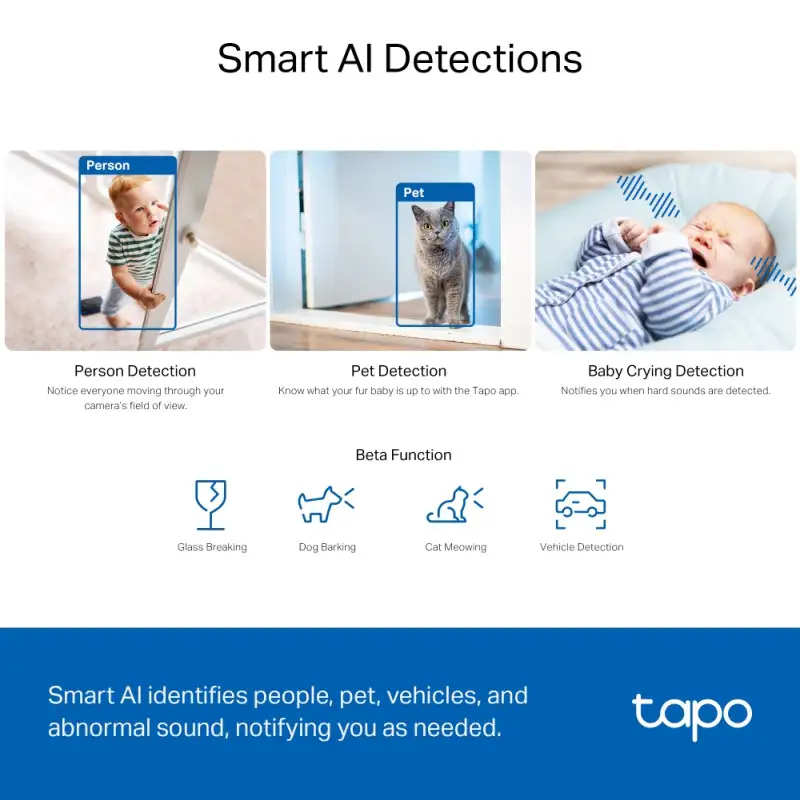 TP-Link Tapo C230 AI kamera 3K 5MP, H.264, 360°/114° Pan/Tilt, Advanced Night Vision, microSD, dvosmjerni audio, AI detekcija pokreta, Wi-Fi, Tapo app - Slika 7