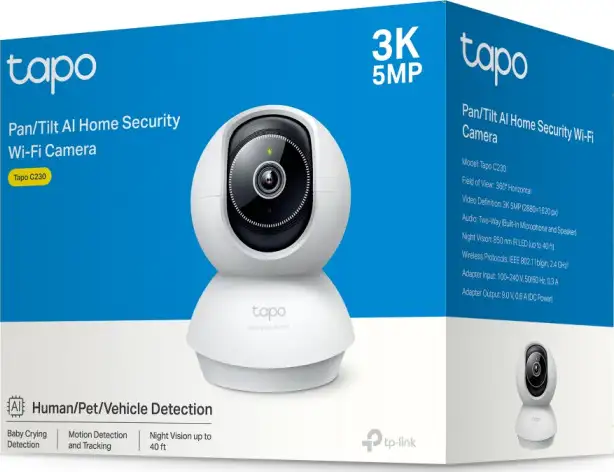 TP-Link Tapo C230 AI kamera 3K 5MP, H.264, 360°/114° Pan/Tilt, Advanced Night Vision, microSD, dvosmjerni audio, AI detekcija pokreta, Wi-Fi, Tapo app - Slika 8