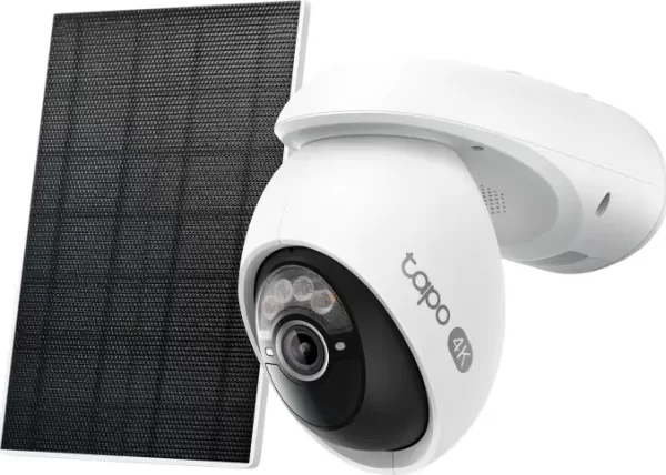 TP-Link Tapo C660 kamera + Tapo A201 Solar panel 4K 8MP(3840×2160 px), F1.6, Full-Color Night Vision, microSD, 2×Spotlights, dvosmjerni audio, detekcija pokreta, vodootporna IP65, Wi-Fi, Tapo app