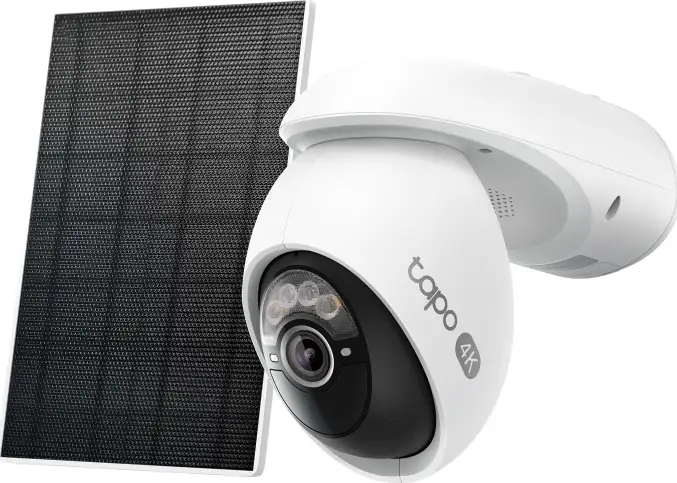 TP-Link Tapo C660 kamera + Tapo A201 Solar panel 4K 8MP(3840×2160 px), F1.6, Full-Color Night Vision, microSD, 2×Spotlights, dvosmjerni audio, detekcija pokreta, vodootporna IP65, Wi-Fi, Tapo app