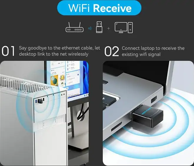 MREŽNI ADAPTER USB WI-FI 2.4G VENTION KDRB0 CRNI - Slika 5