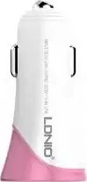 AUTO PUNJAČ 2 U 1 LDNIO C332 2*USB 3.4 A + KABEL USB NA LIGHTNING BIJELO-ROZI