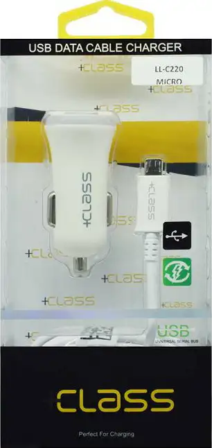 AUTO PUNJAČ UNIVERZALNI +CLASS LL-C220, 3 A, 2U1 +MIKRO USB BRZI BIJELO SIVI - Slika 2