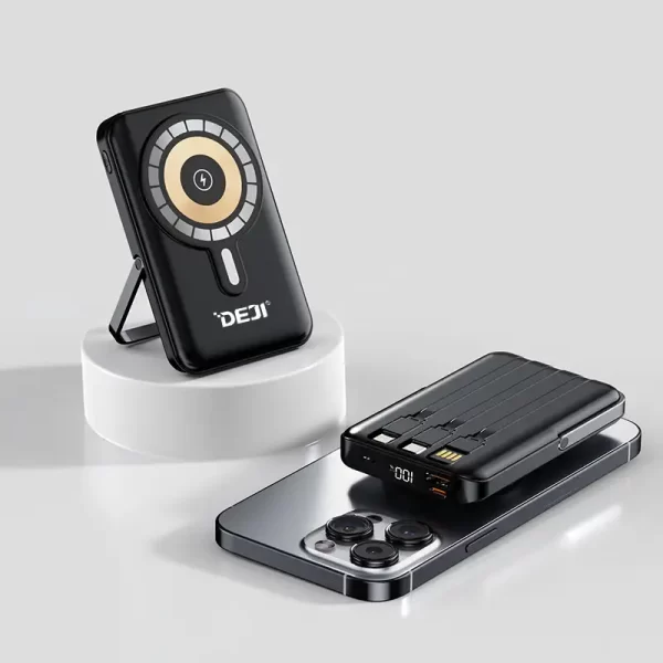 PRENOSIVA BAT POWER BANK DEJI DJ-B275 MAGNET BEŽIČNA 10000mAh LIGHTN+USB+C CRNA