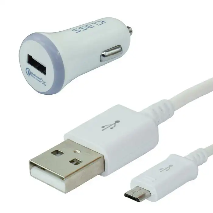 AUTO PUNJAČ UNIVERZALNI +CLASS LL-C220, 3 A, 2U1 +MIKRO USB BRZI BIJELO SIVI