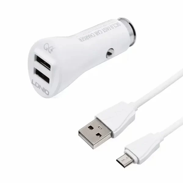 AUTO PUNJAČ 2U1 LDNIO DL-C511Q BRZI 36W 2*USB QC 3.0 + MICRO USB BIJELI