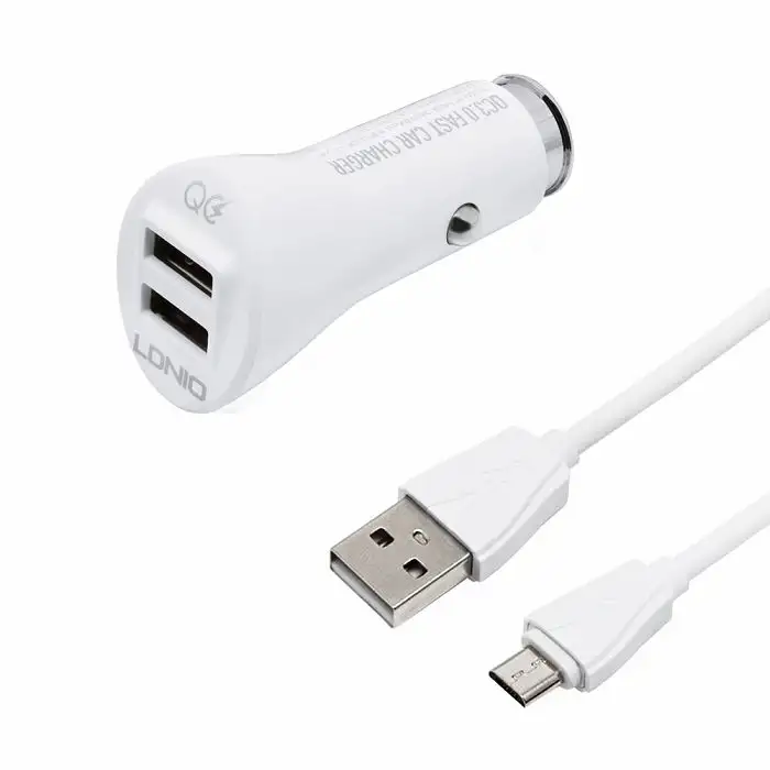 AUTO PUNJAČ 2U1 LDNIO DL-C511Q BRZI 36W 2*USB QC 3.0 + MICRO USB BIJELI