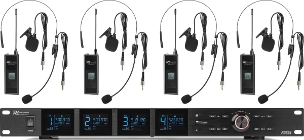 Profesionalni UHF bežični mikrofonski sustav Power Dynamics PD524B, x4 mikrofoni