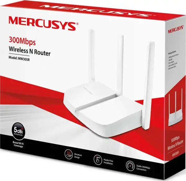 Mercusys MW305R bežični N usmjerivač (Router) 300Mbps (2.4GHz), 802.11n/g/b, 1×WAN, 3×LAN, 3×fiksna antena - Slika 4