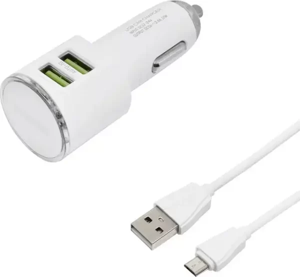 AUTO PUNJAČ 2U1 LDNIO DL-C29 BRZI 2*USB 3,4A + MICRO USB BIJELI