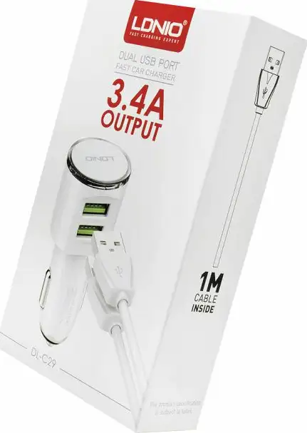 AUTO PUNJAČ 2U1 LDNIO DL-C29 BRZI 2*USB 3,4A + MICRO USB BIJELI - Slika 2