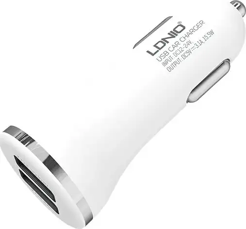 AUTO PUNJAČ 2 U 1 LDNIO DL-C23 2*USB 3.1 A + KABEL USB NA LIGHTNING BIJELI - Slika 2