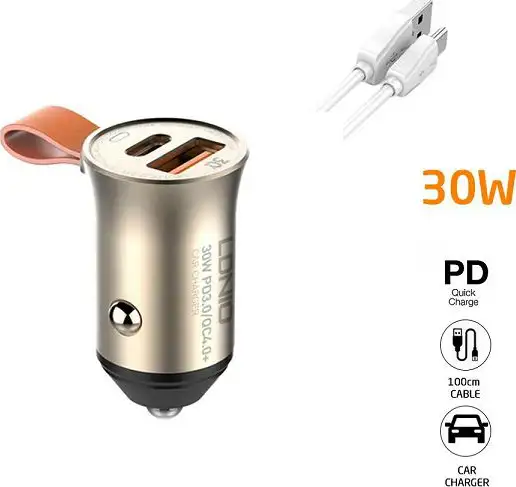 AUTO PUNJAČ 2 U 1 LDNIO C509Q BRZI QC4+ I PD 30 W +USB KABEL MIKRO